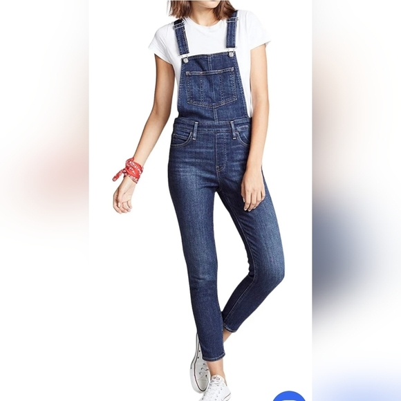 Levi's Overalls Utility Bib Skinny Leg Side Zipper Stretch Dark Wash Size 24 - Picture 2 of 16